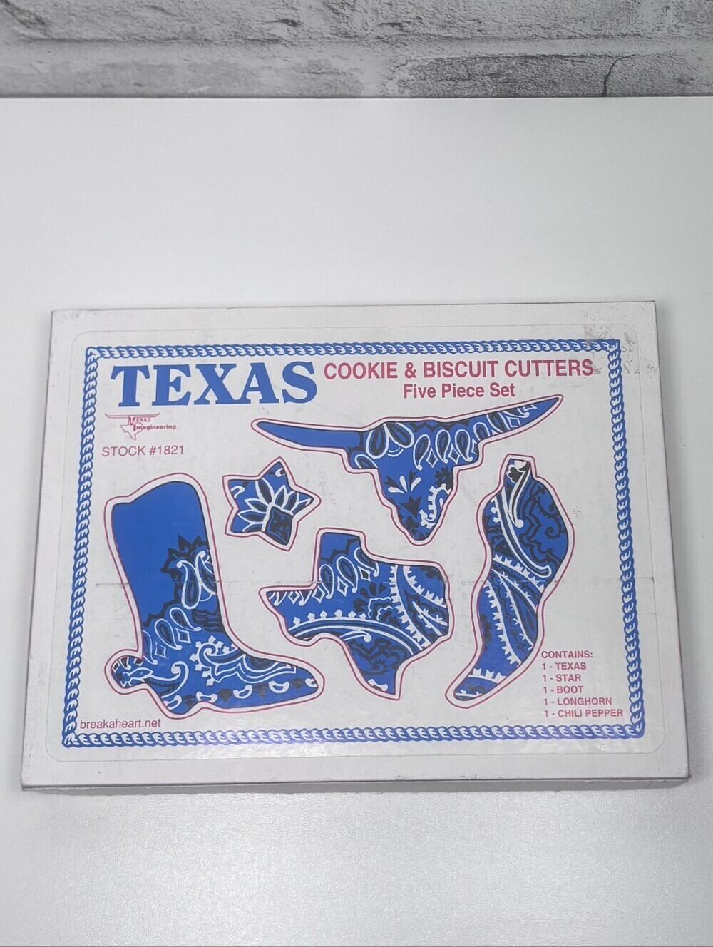 Texas Cookie Biscuit Cutters 5 Piece Set Cowboy Boot Longhorn Western Baking